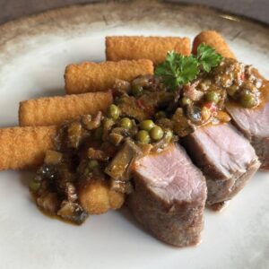 Sertésszűz mignon Budapest módra,burgonya krokettel